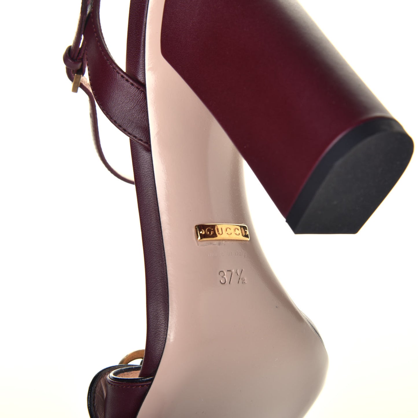 Lifford Calfskin GG Marmont Ankle Wrap 105mm Sandals 37.5 Vintage Bordeaux