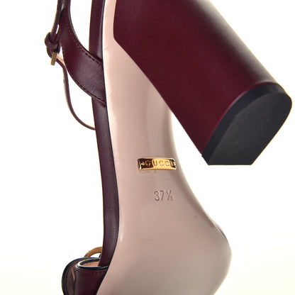 Gucci Lifford Calfskin GG Marmont Ankle Wrap 105mm Sandals 37.5 Vintage Bordeaux 7 of 9