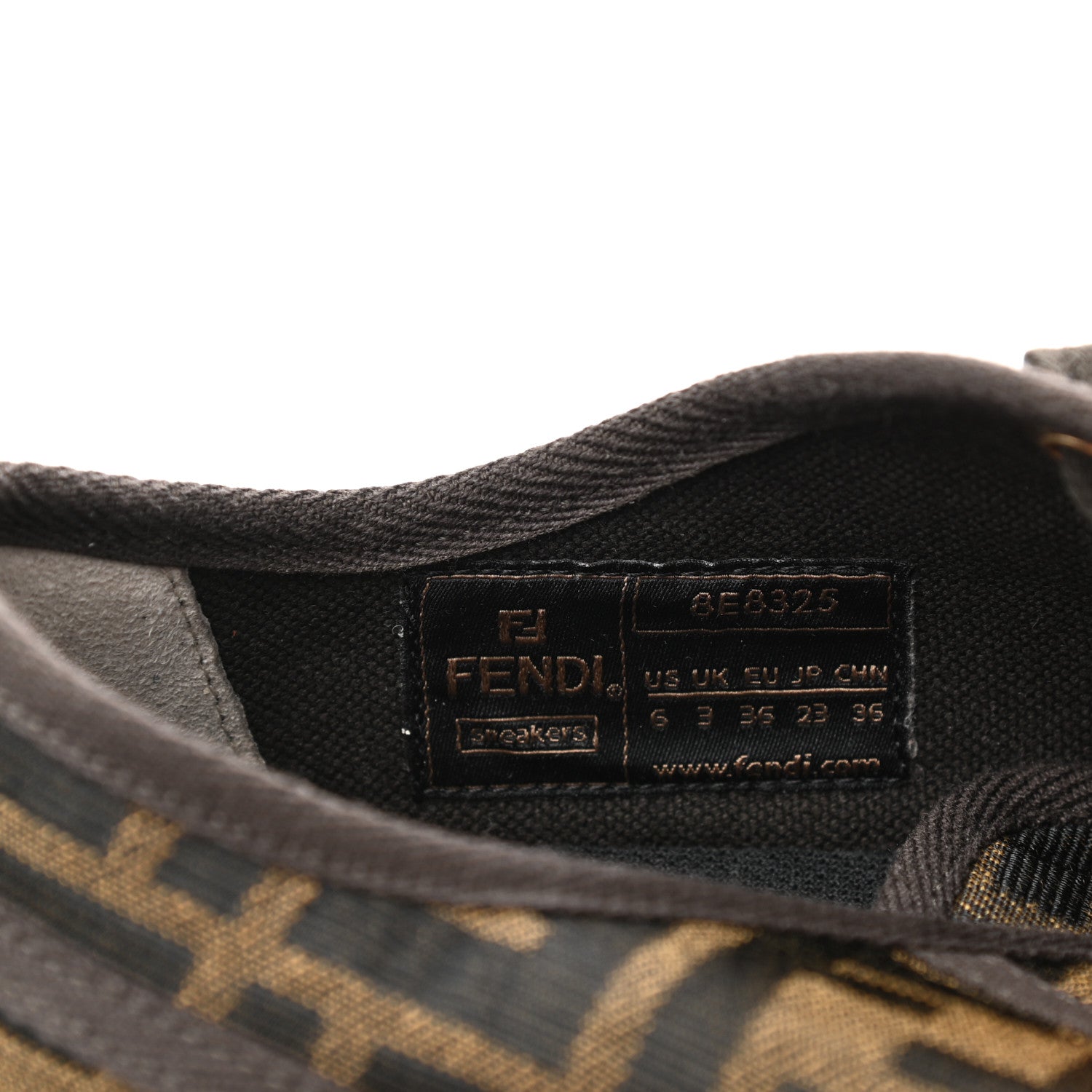 Fendi Fabric Jacquard FF Womens Domino Low Top Sneakers 36 Tobacco 9 of 10