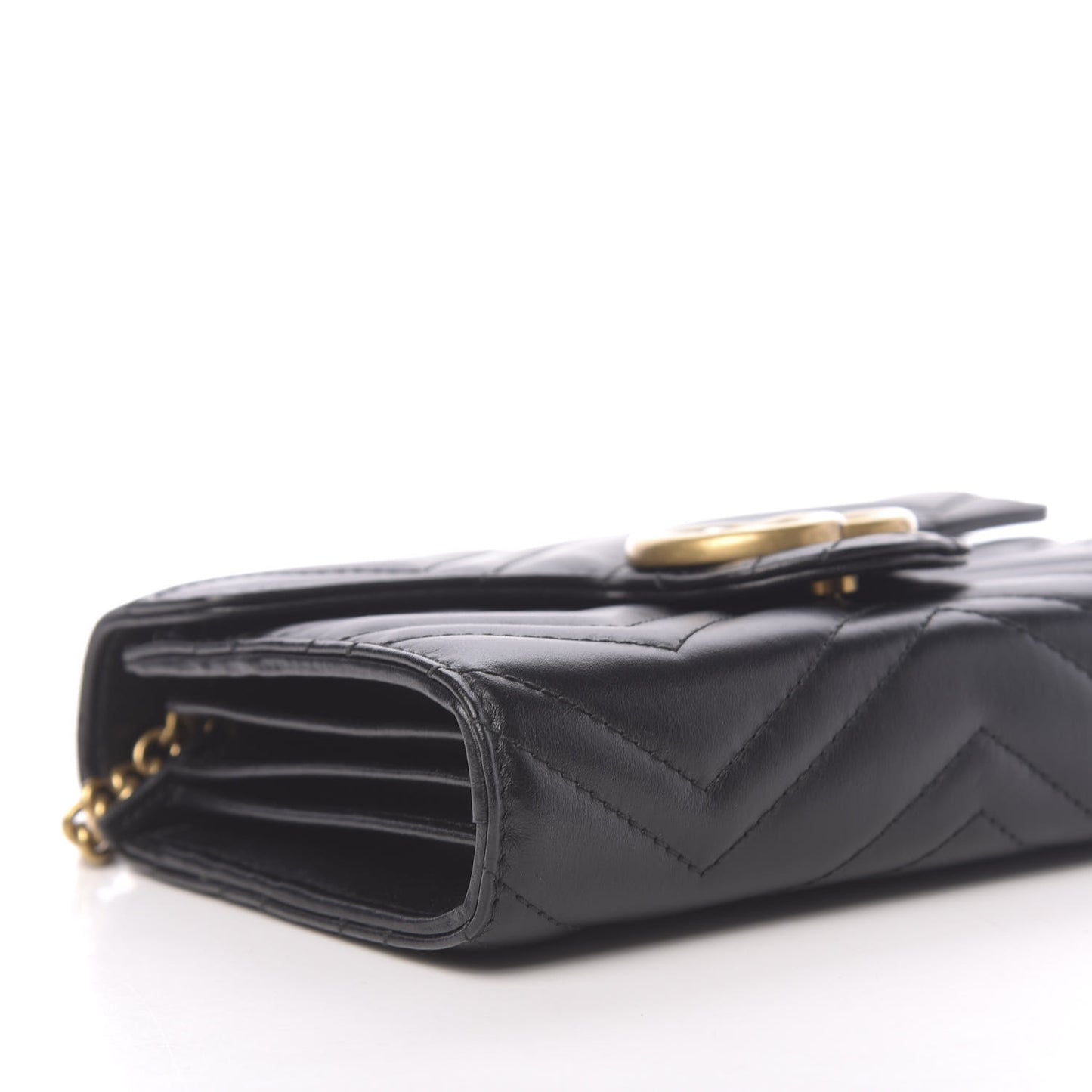 Calfskin Matelasse GG Marmont Chain Wallet Black