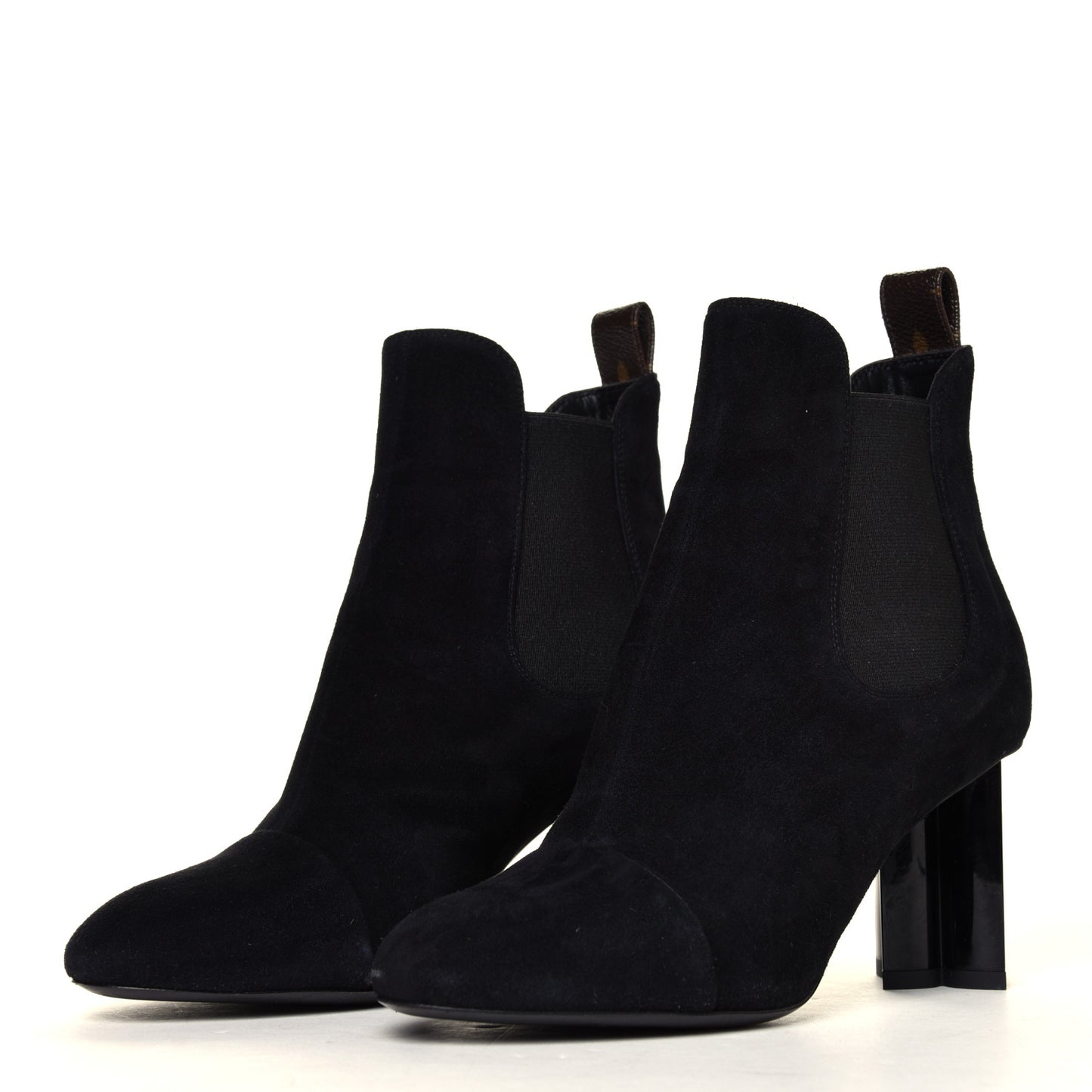 Suede Monogram Uniformes Cap Toe Chelsea 80mm Ankle Boots 35 Black