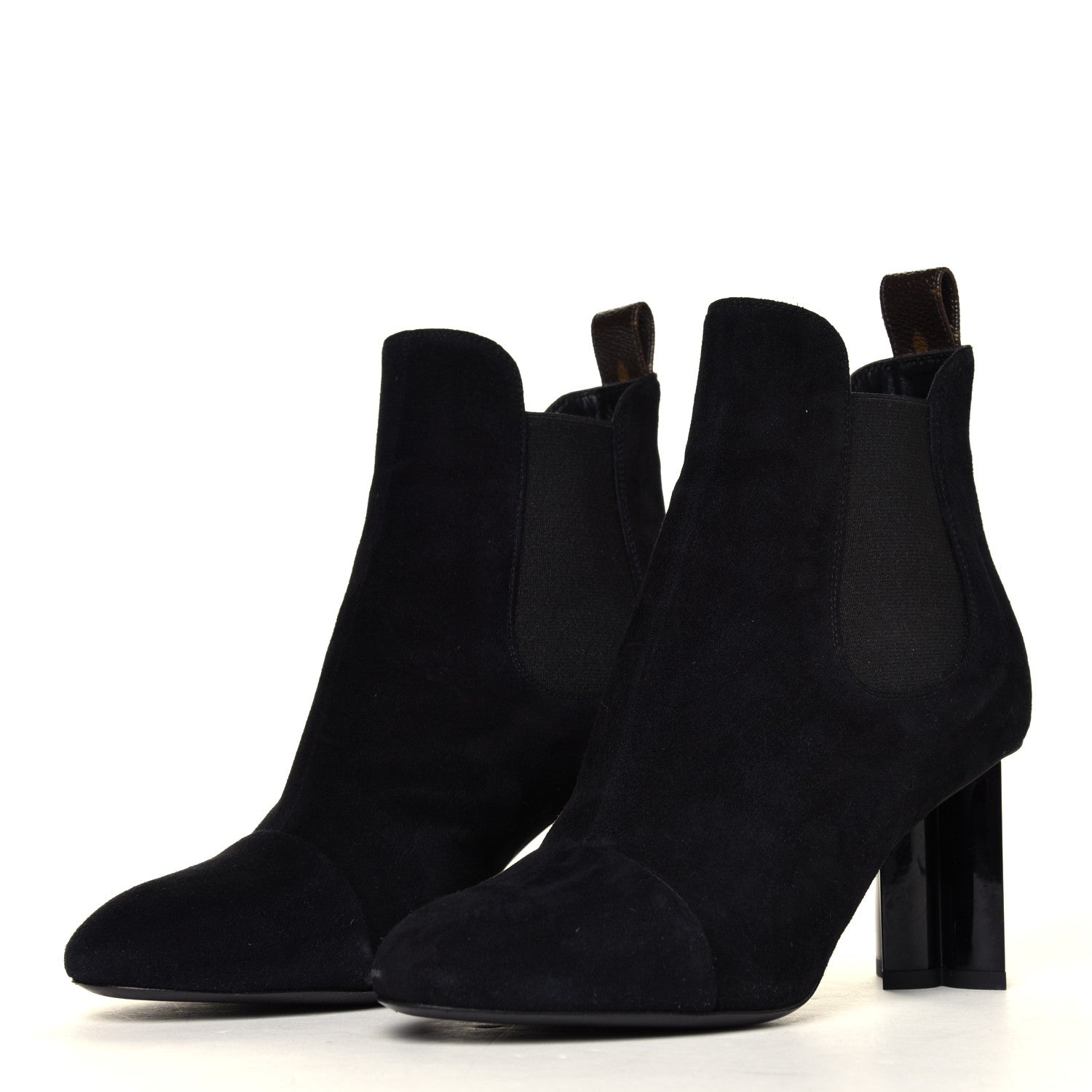 Louis Vuitton Suede Monogram Uniformes Cap Toe Chelsea 80mm Ankle Boots 35 Black 2 of 7