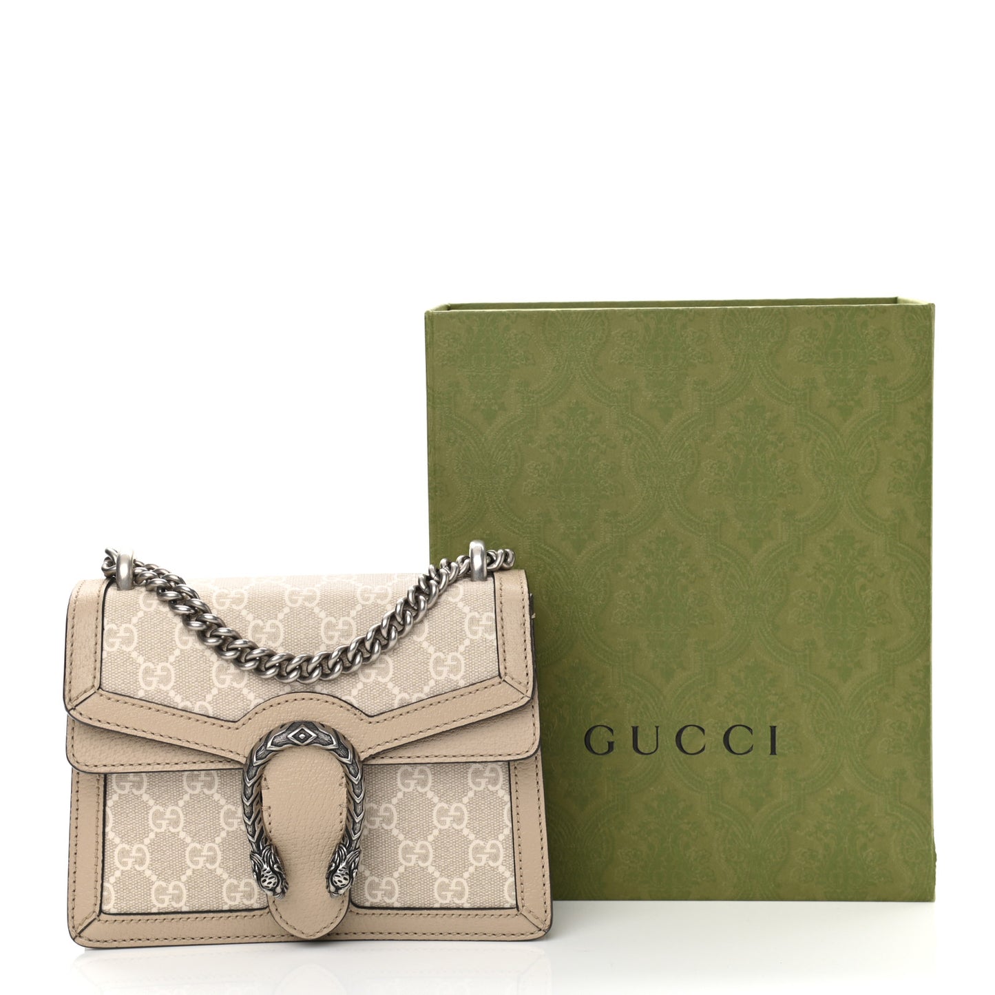 GG Supreme Monogram Textured Dollar Calfskin Mini Dionysus Shoulder Bag Beige Mystic White Oatmeal
