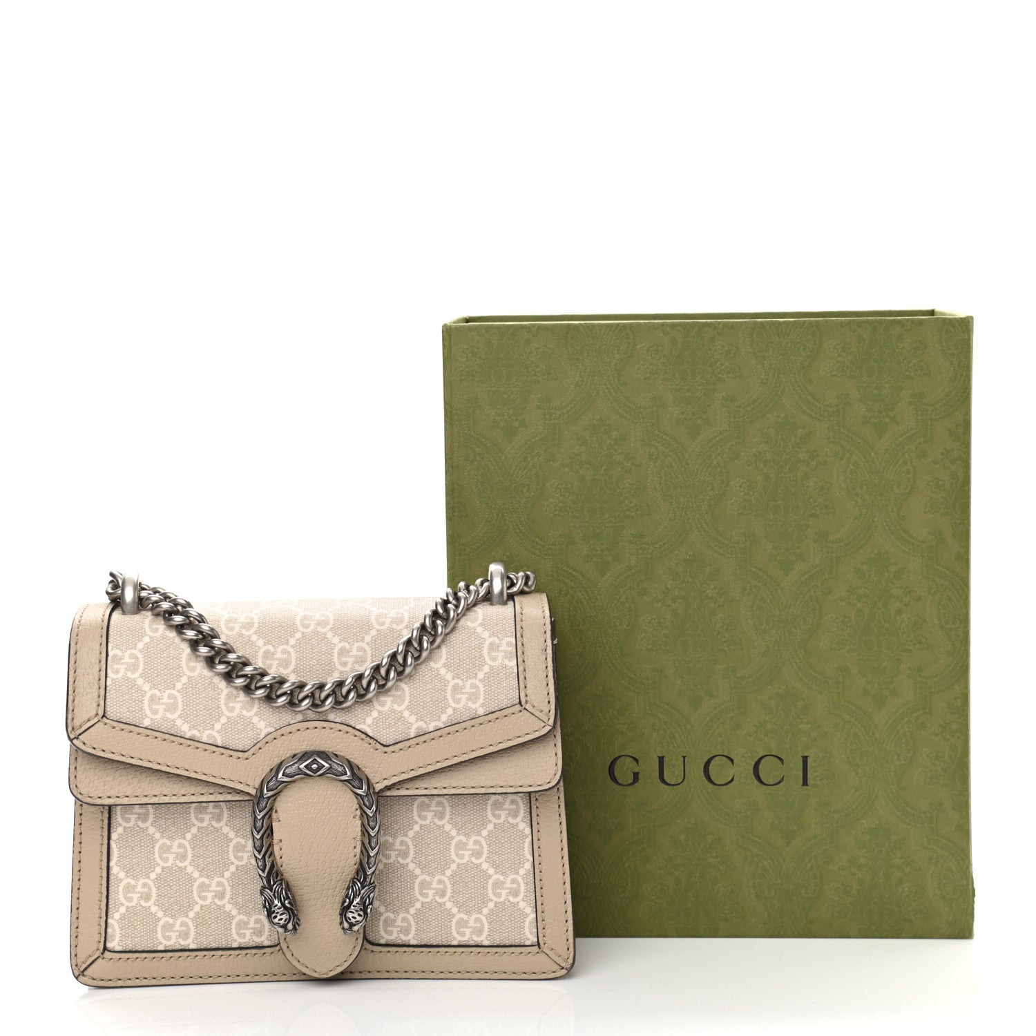 Gucci GG Supreme Monogram Textured Dollar Calfskin Mini Dionysus Shoulder Bag Beige Mystic White Oatmeal 11 of 11