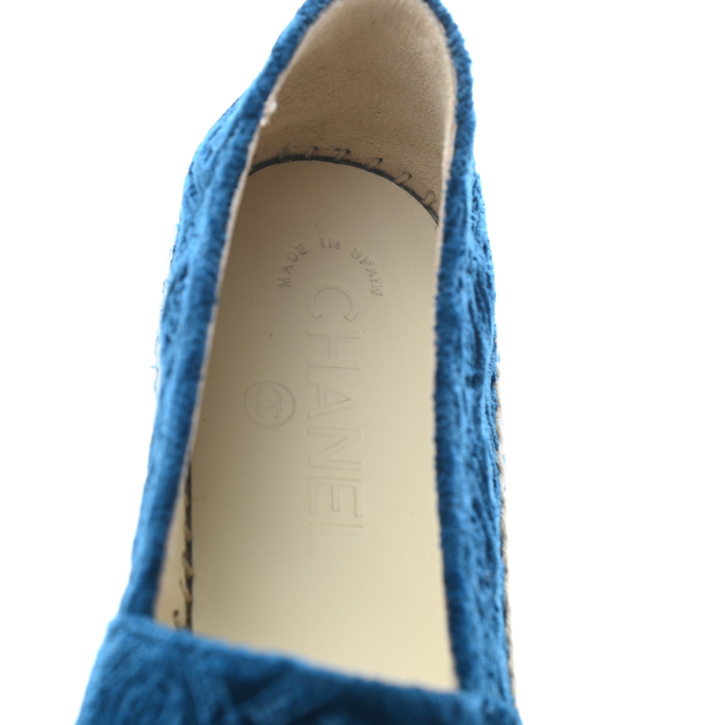 Velvet Grosgrain Quilted Camellia CC Espadrilles 38 Navy Black