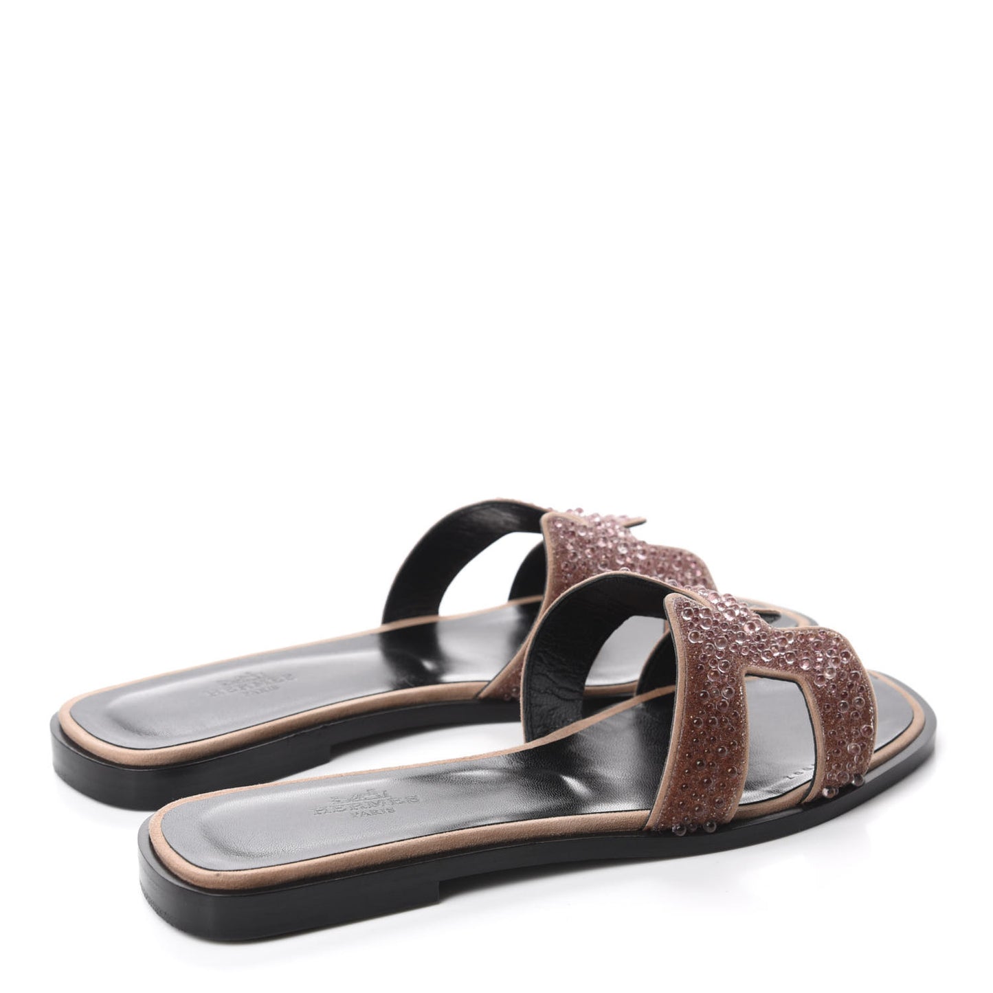 Suede Goatskin Crystal Oran Sandals 37.5 Rose Nude