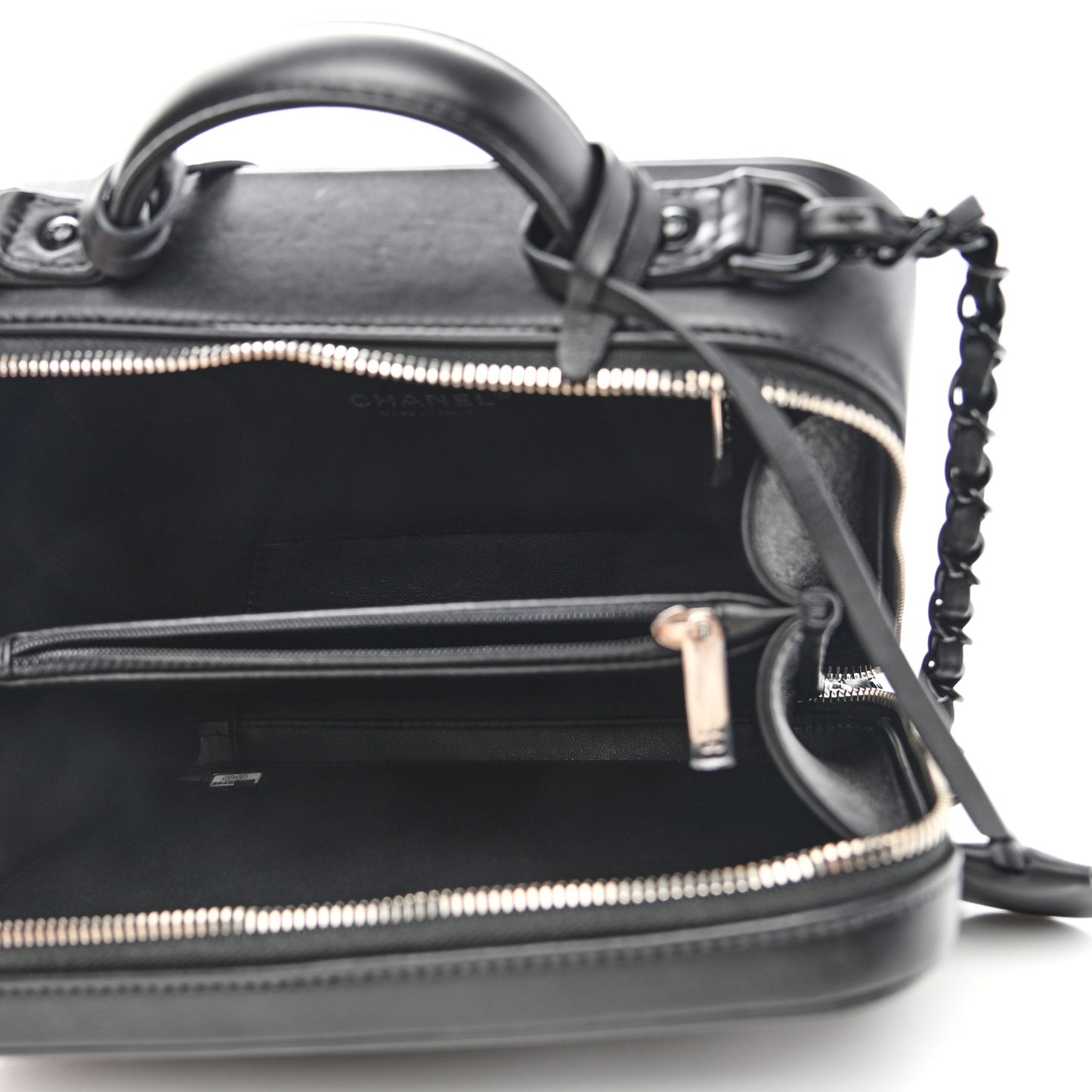 Lambskin Quilted Medium CC Filigree Vanity Case Black