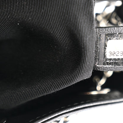 Chanel Crumpled Calfskin Quilted Chain All Over Drawstring Bucket Bag Black 7 of 10