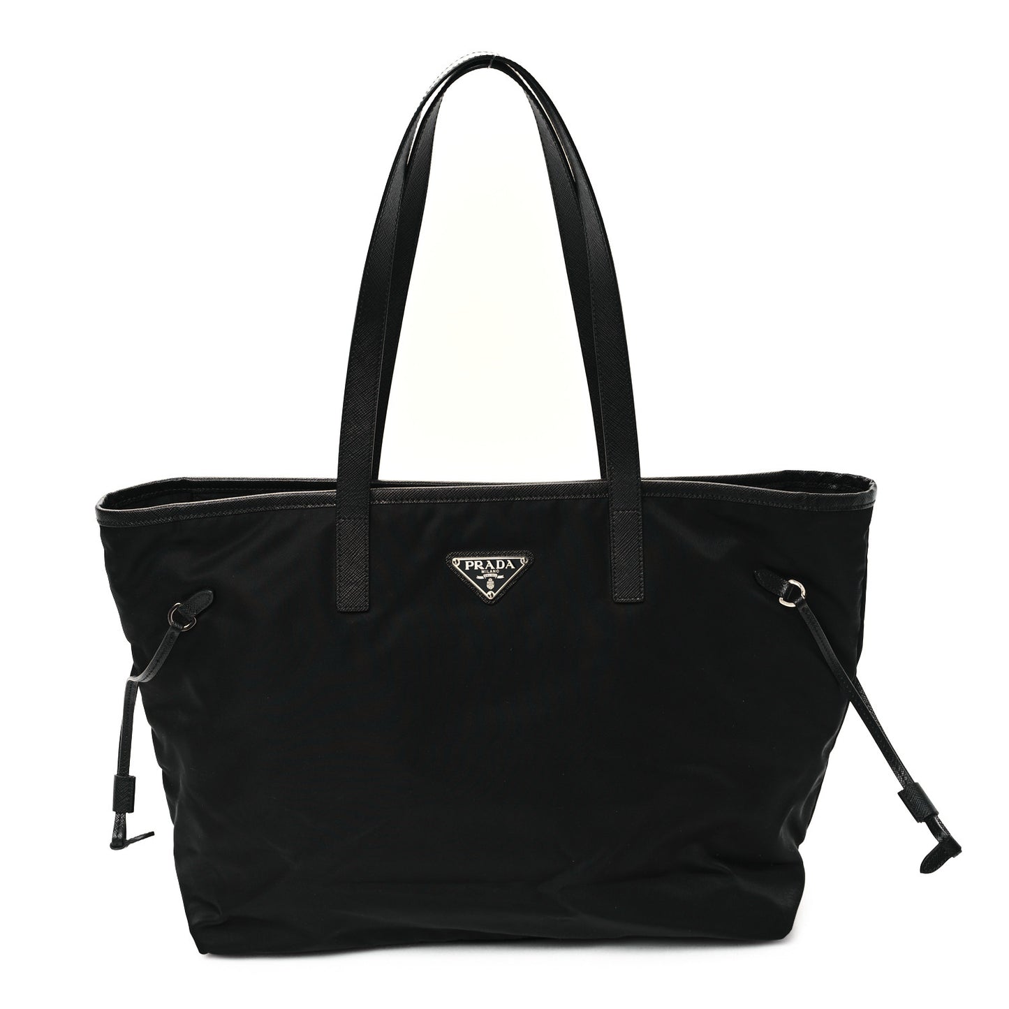 Tessuto Nylon Saffiano Shopping Tote Black