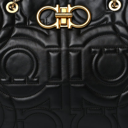 Salvatore Ferragamo Calfskin Quilted Gancini Shoulder Bag Black 7 of 9