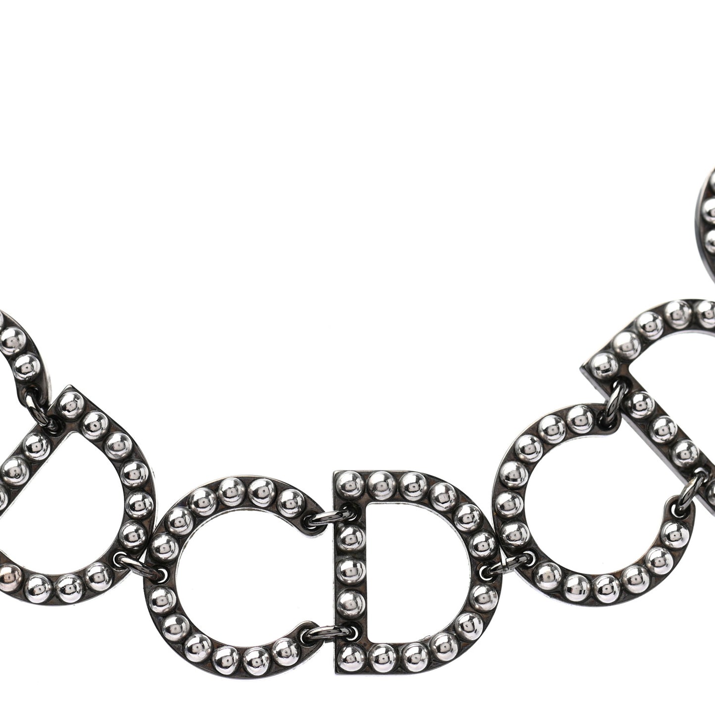 Metal Logo CD Choker Necklace Ruthenium