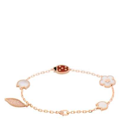 Van Cleef & Arpels 18K Rose Gold Carnelian Mother of Pearl Onyx 5 Motifs Lucky Spring Bracelet 2 of 5