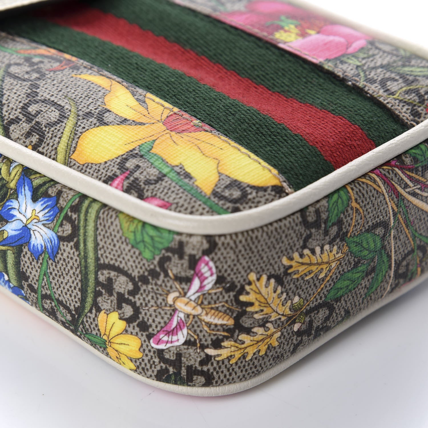 Gucci GG Supreme Monogram Flora Web Ophidia Phone Crossbody Bag White 6 of 11