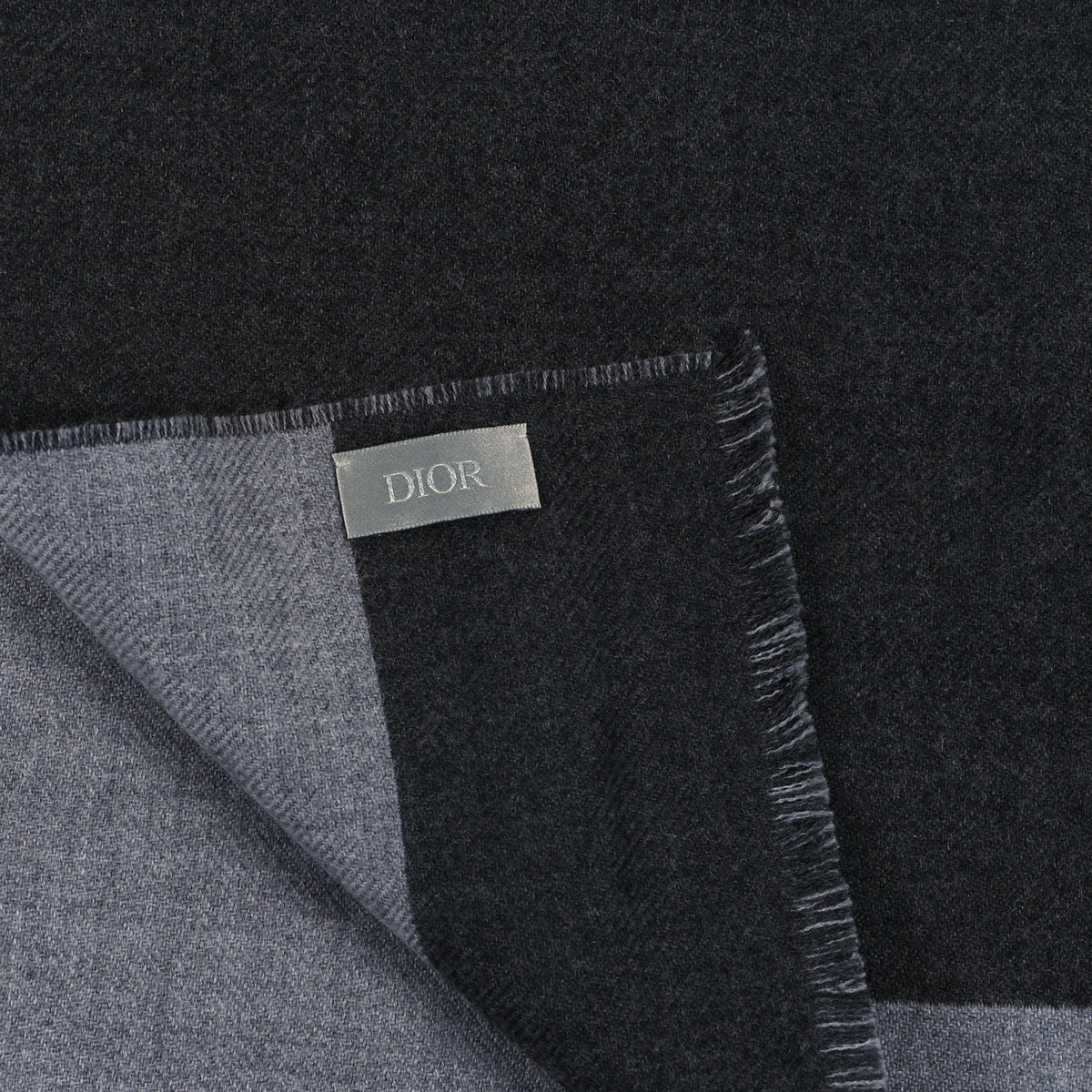 Christian Dior Intarsia Wool Logo Scarf Grey 3 of 3