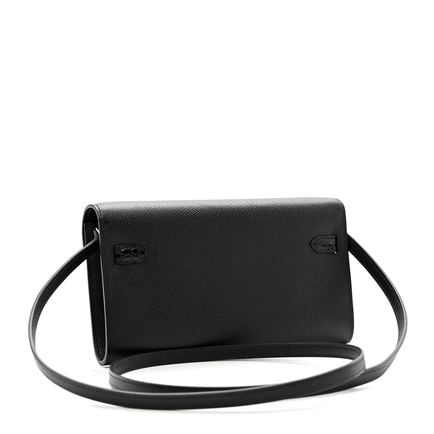 Epsom Shiny Alligator Touch Kelly Wallet To Go Black