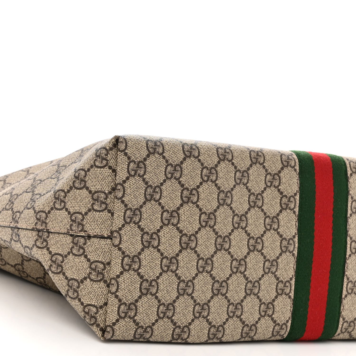 Gucci GG Supreme Monogram Textured Calfskin Web Medium Ophidia Shopping Tote Beige Ebony New Acero 7 of 8
