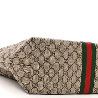 Gucci GG Supreme Monogram Textured Calfskin Web Medium Ophidia Shopping Tote Beige Ebony New Acero 7 of 8