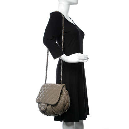 Chanel Washed Lambskin Quilted Large Chain Around Messenger Taupe 2 of 12