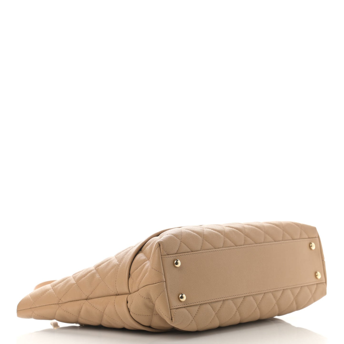 Caviar Quilted Rolled Up Tote Beige
