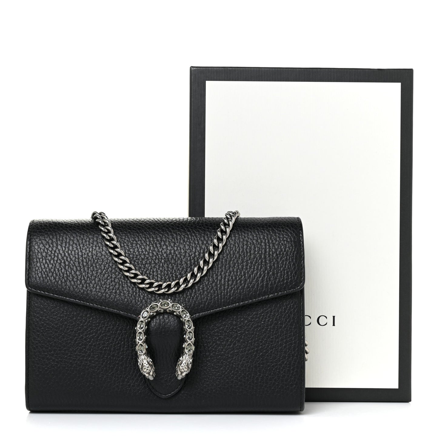 Calfskin Mini Dionysus Chain Wallet Black