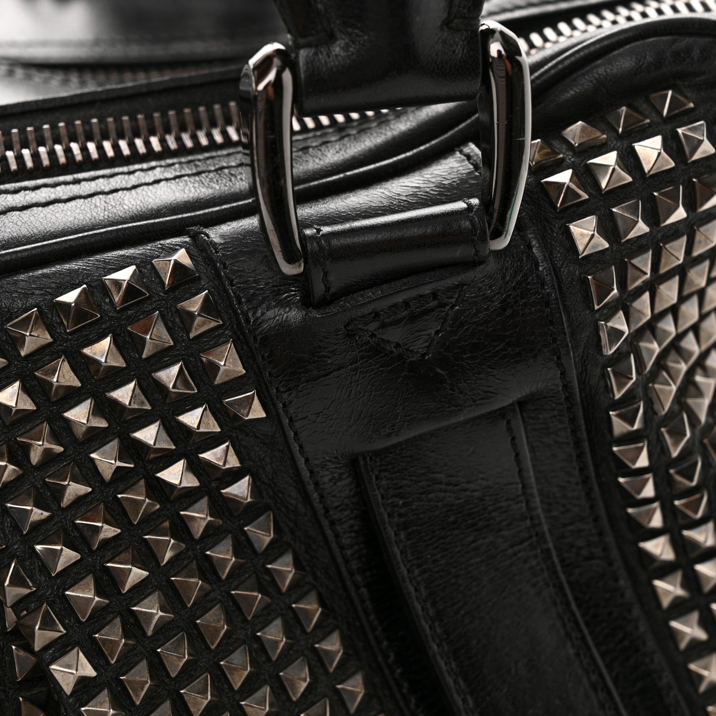 Prorsum Calfskin Studded Knight Satchel Black