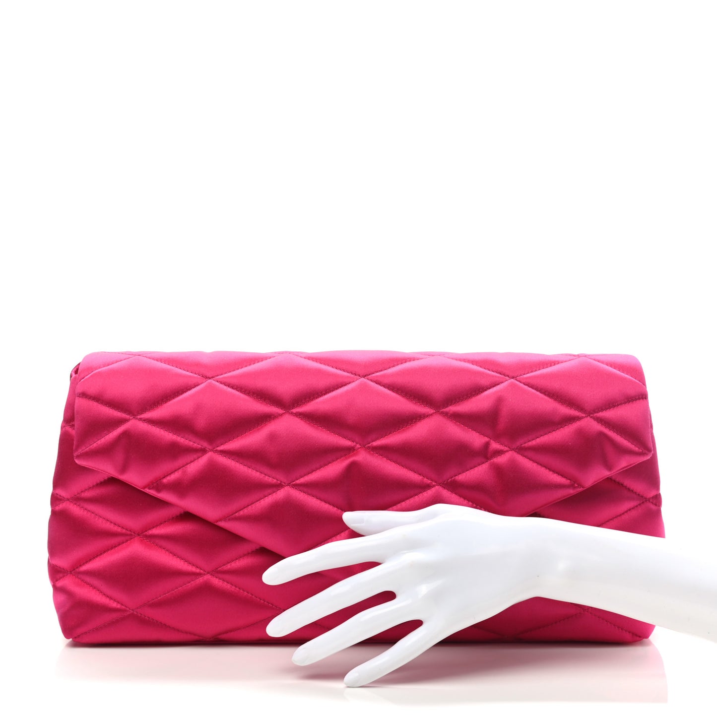 Satin Quilted Sade Puffer Envelope Clutch Bubblegum