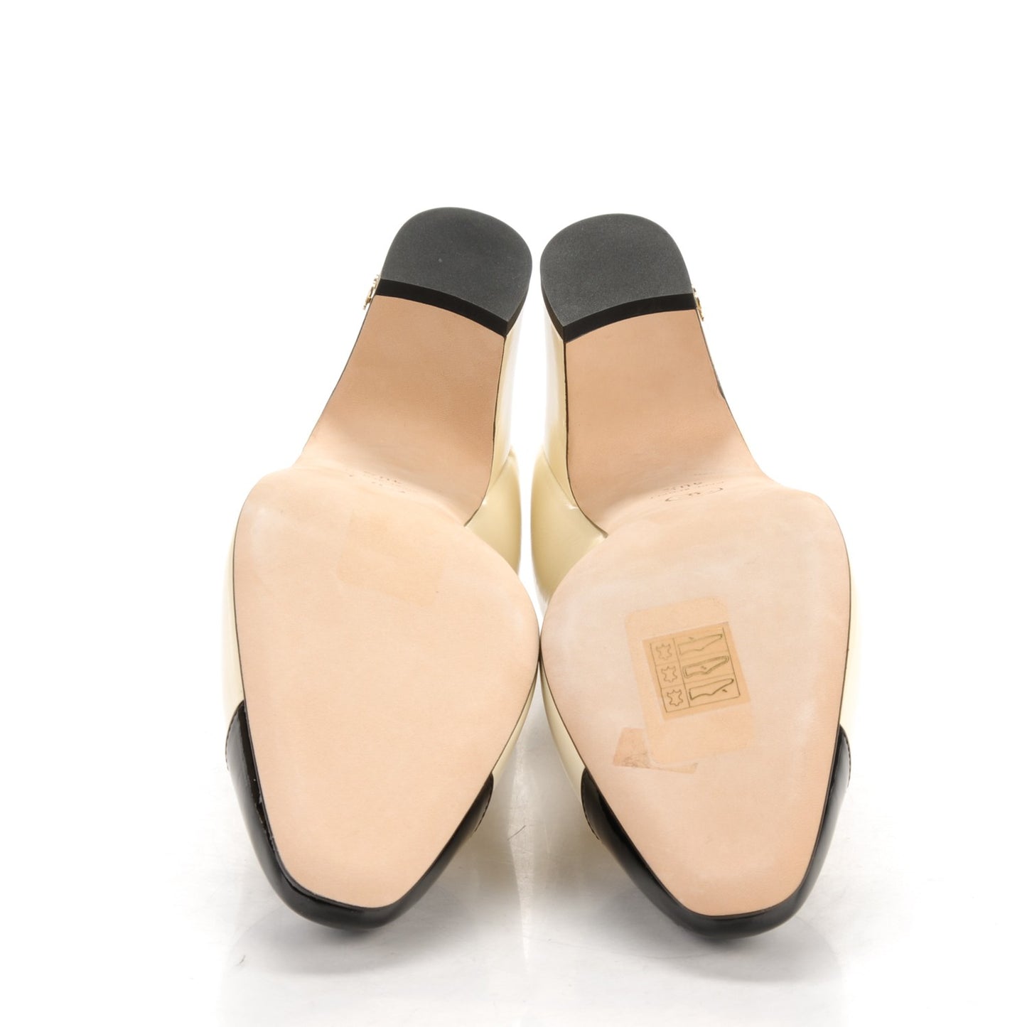 Patent Calfskin CC Cap Toe Low Heel Pumps 40.5 White Black