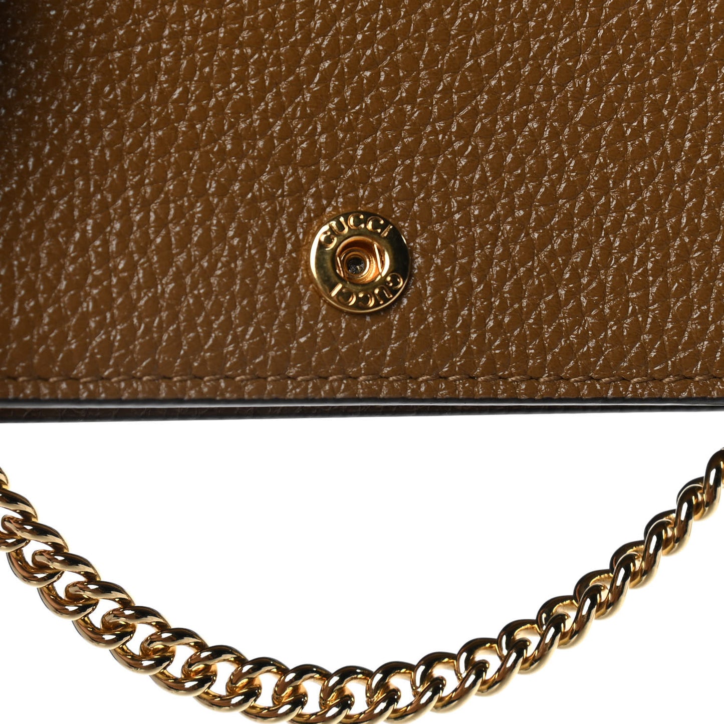 Grainy Calfskin Zumi Chain Card Case Wallet Friky Taupe