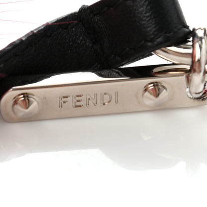 Fendi Fox Fur Shiny Nappa Rainbow Pom Pom Bag Charm Rosso Multicolor Black 4 of 4