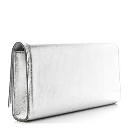 Saint Laurent Textured Metallic Calfskin Classic Monogram Cassandre Clutch Silver 3 of 7