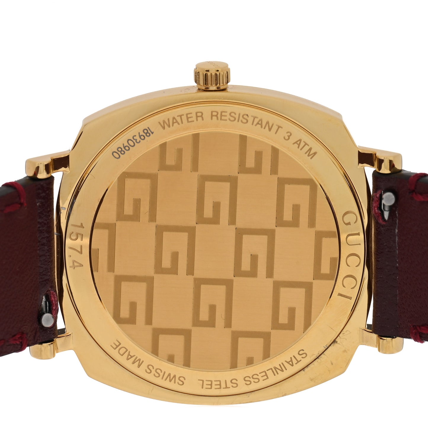Stainless Steel Calfskin 35mm Grip Quartz Watch Burgundy