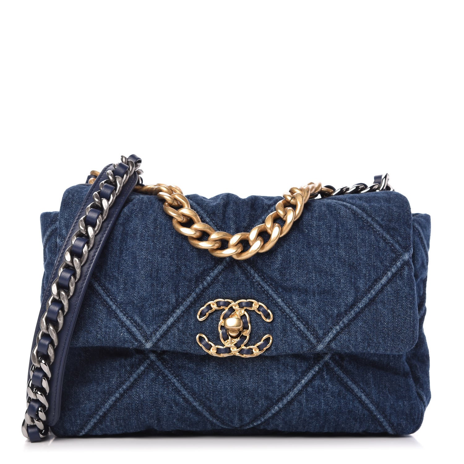 Chanel Denim Quilted Medium Chanel 19 Flap Blue 1 of 10