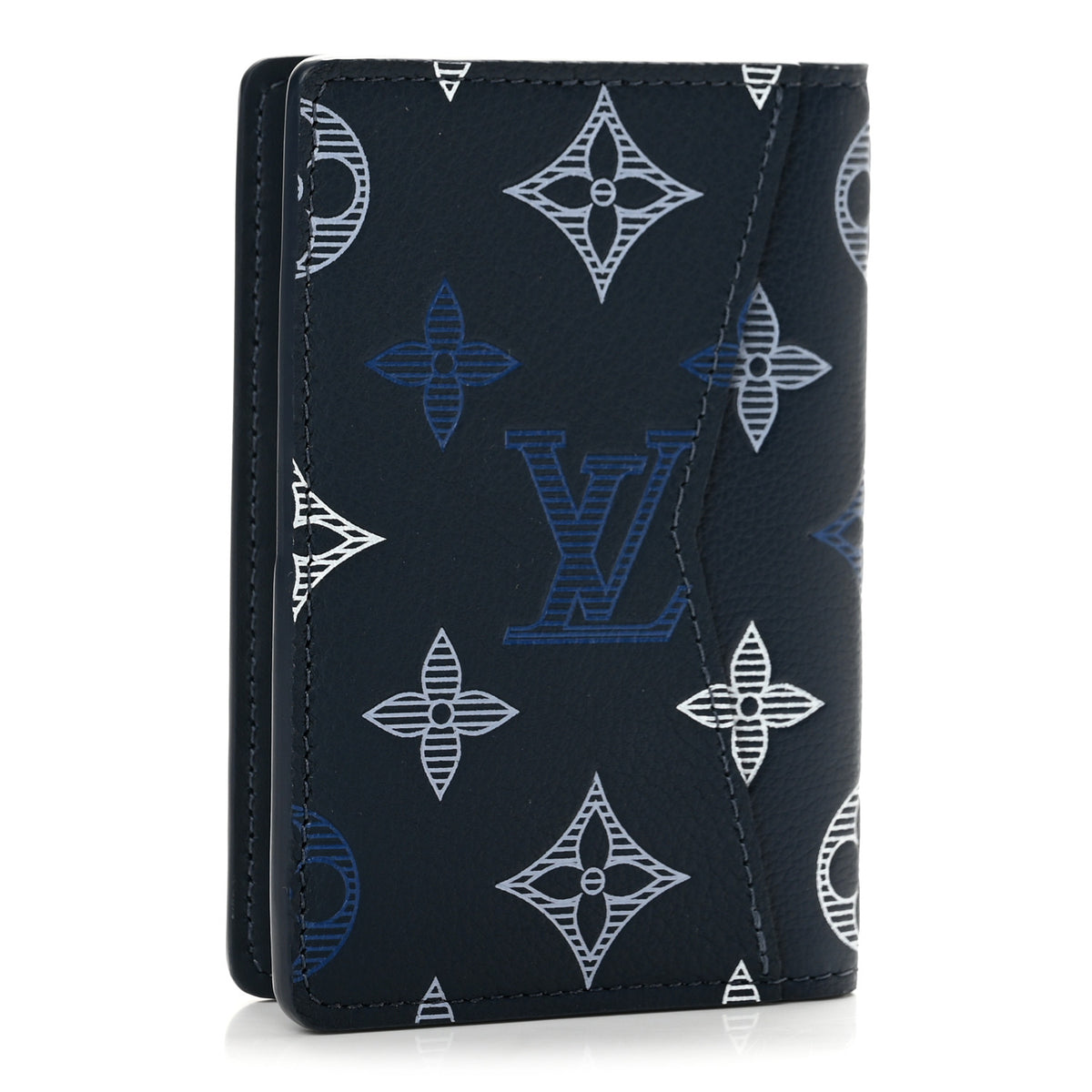 Calfskin Monogram Shadow Pocket Organizer Navy White