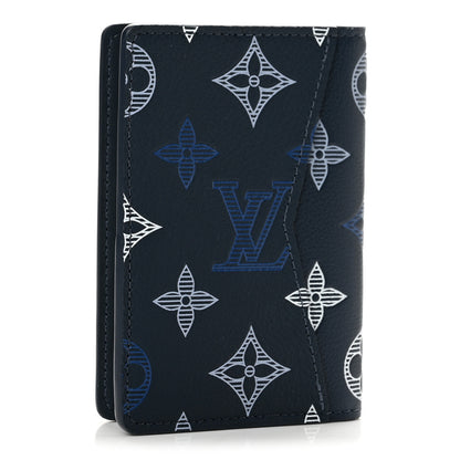 Louis Vuitton Calfskin Monogram Shadow Pocket Organizer Navy White 3 of 6