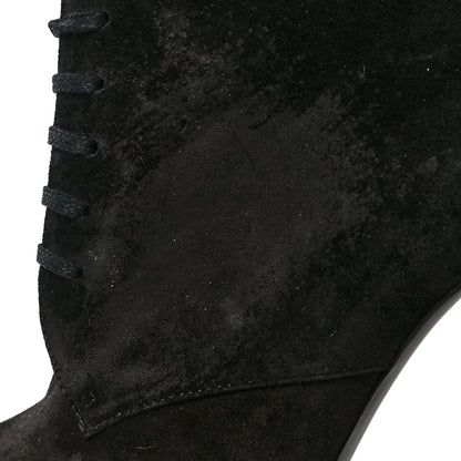 Saint Laurent Suede Kiki Lace-Up Ankle Boot 37.5 Black 9 of 11