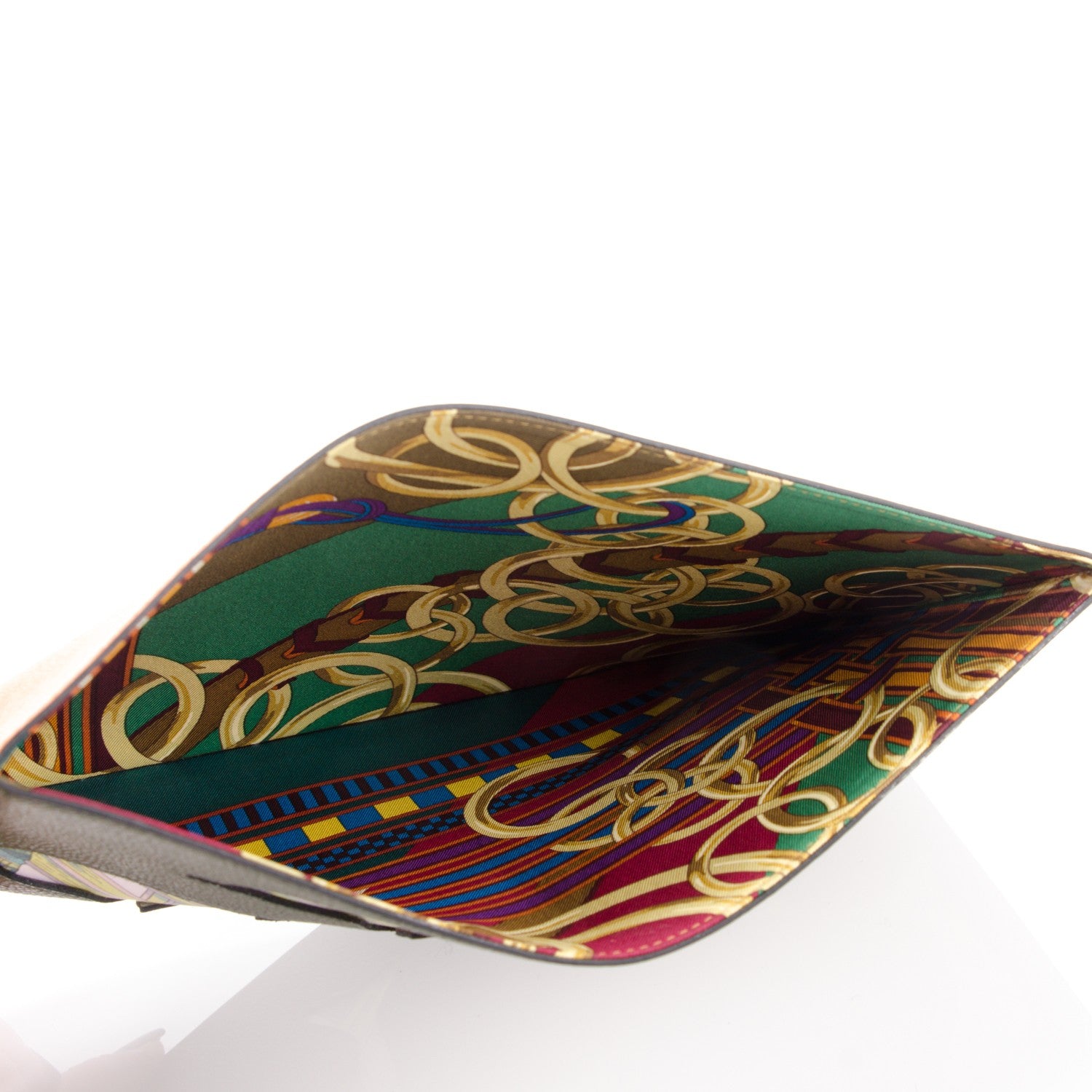 Hermes Togo Epsom Petit H Dolphin iPad Case Clutch Vert Olive Orange 5 of 8