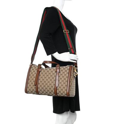 Gucci Monogram Medium Lady Web Boston Bag Beige Cuir 2 of 11