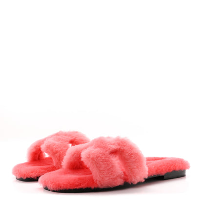 Hermes Woolskin Oran Sandals 37 Rose Du Desert 4 of 8