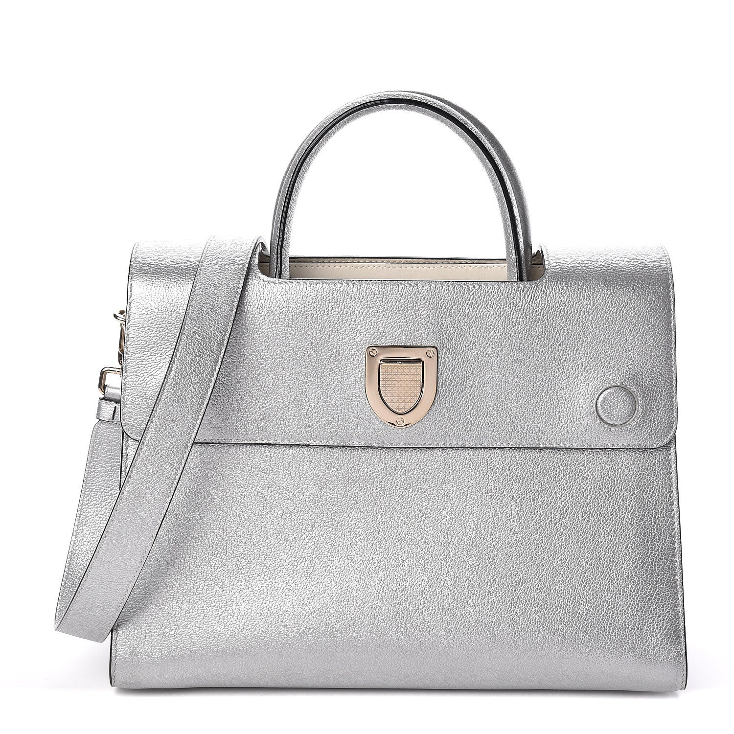 Christian Dior Metallic Grained Calfskin Medium Diorever Flap Silver 1 of 9