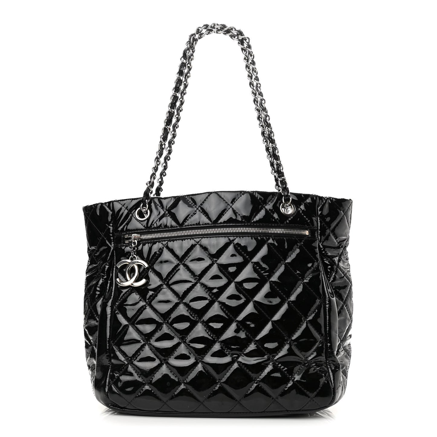 Patent Quilted Chic and Glitter Large Tote Black
