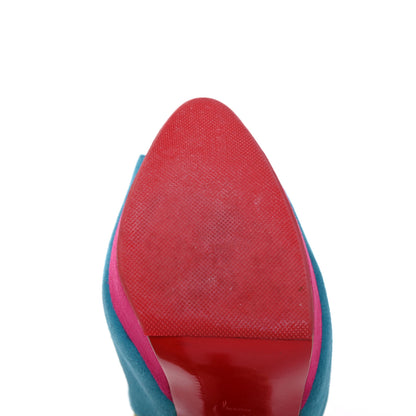Christian Louboutin Suede Mesh Farfamesh 160 Peep Toe Platform Booties 36.5Multicolor 11 of 14