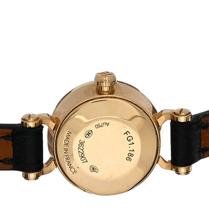 Hermes 18K Yellow Gold Barenia Diamond 16mm Faubourg Quartz Watch Noir 4 of 5