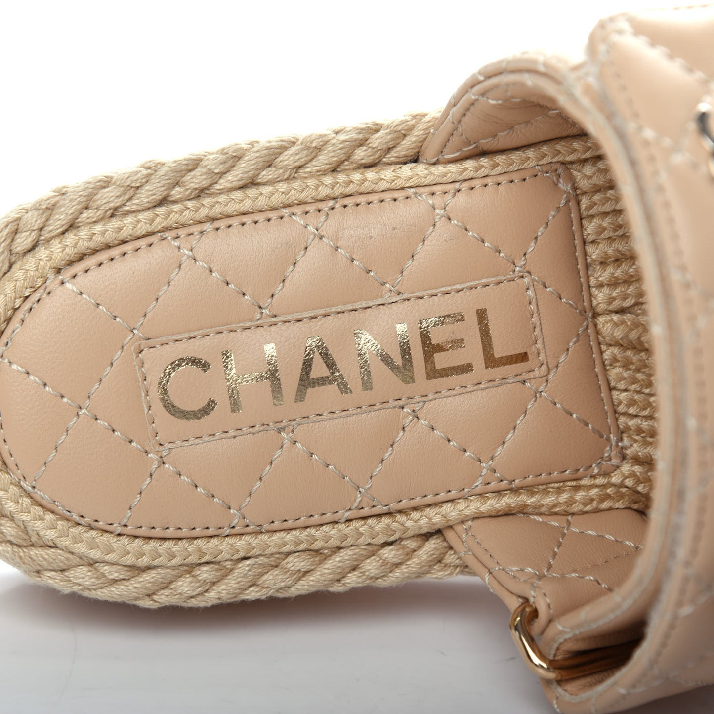 Cord Lambskin Quilted Logo Mules 37 Beige