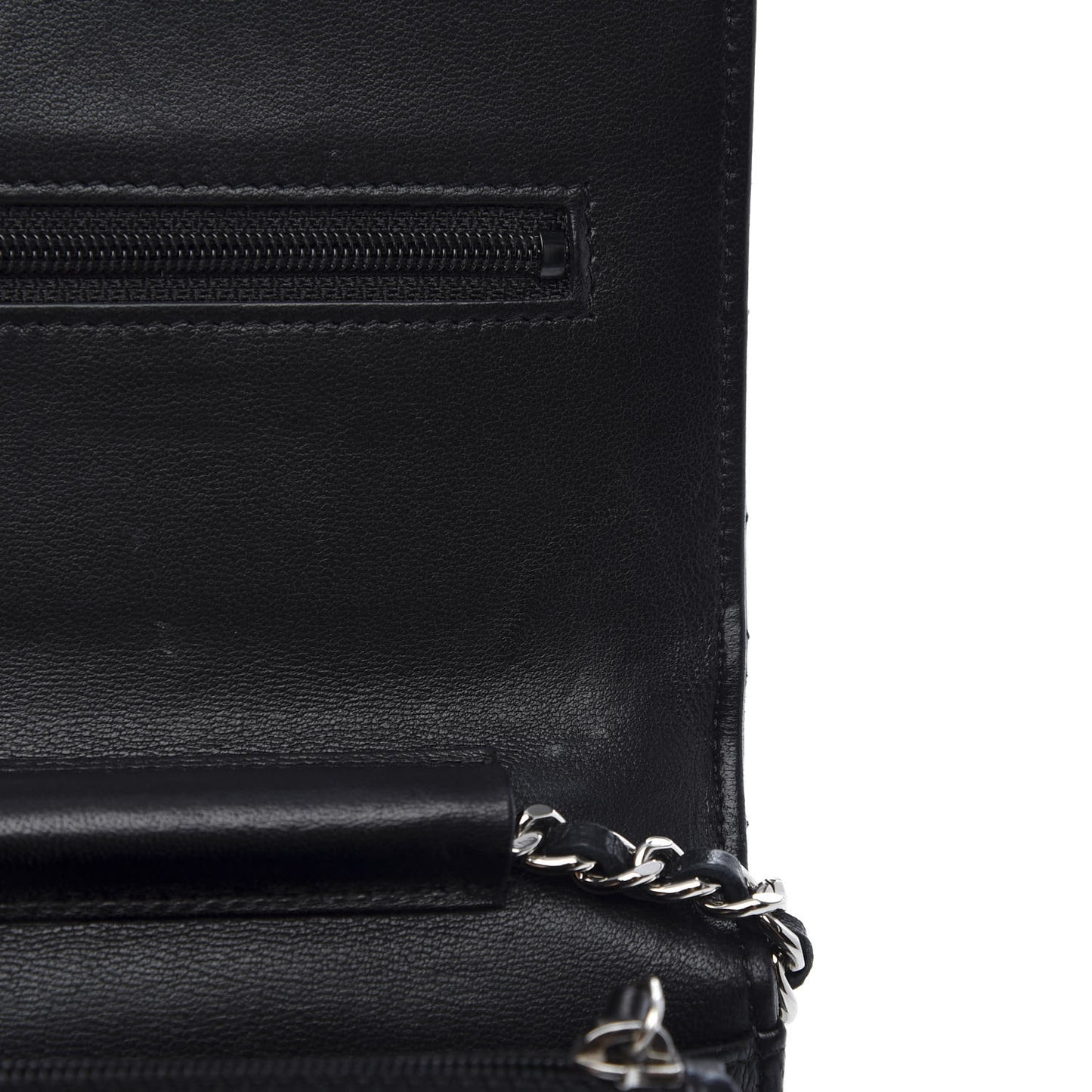 Lambskin Quilted Wallet On Chain WOC Black