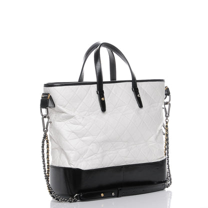 Chanel Calfskin Quilted Large Gabrielle Shopping Tote White Black 4 of 8