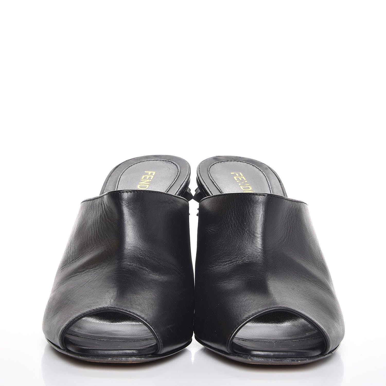 Fendi Vitello Spiked Heel Mules 38.5 Black 2 of 12