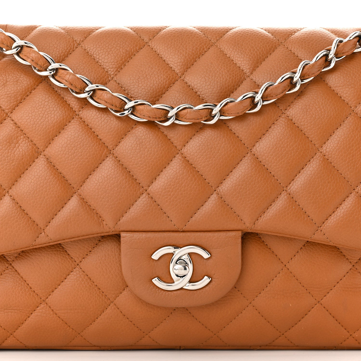 Chanel Caviar Quilted Jumbo Double Flap Light Brown 8 of 12
