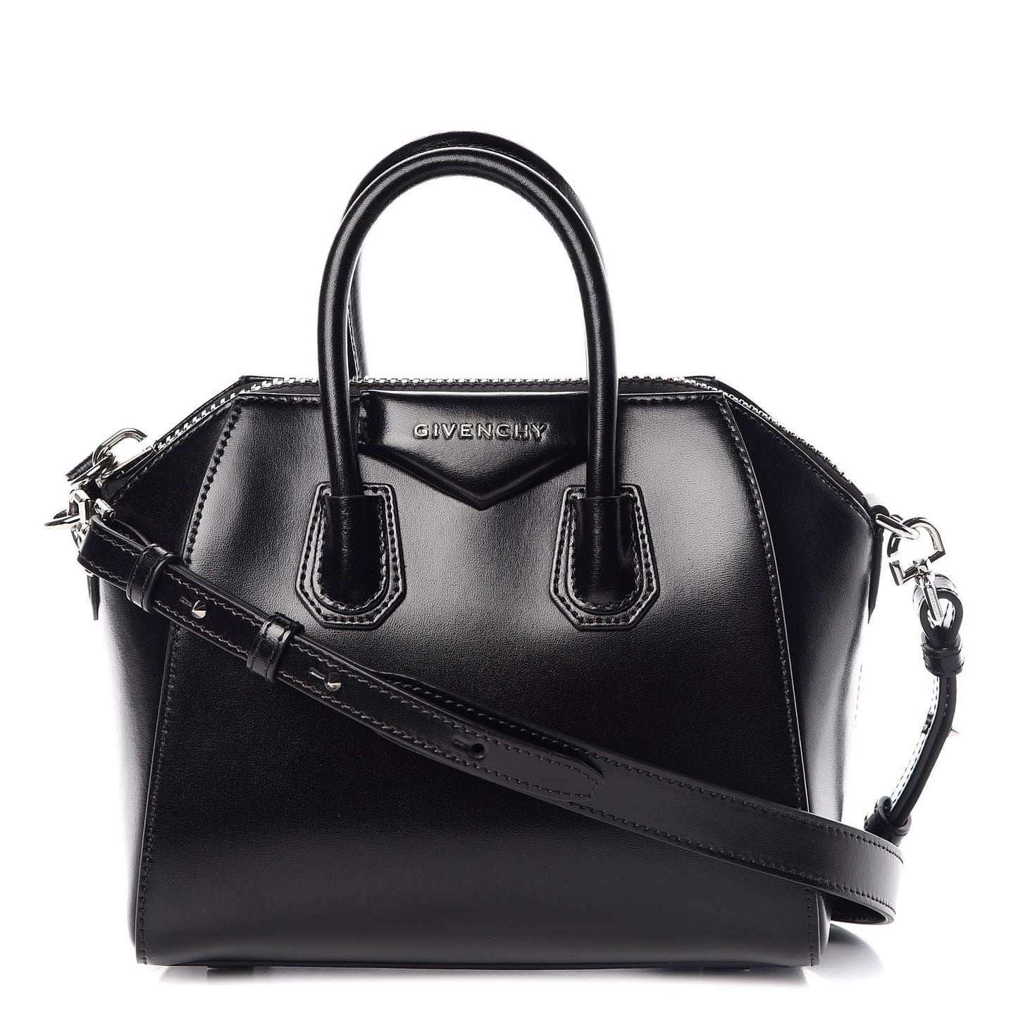 Shiny Lord Calfskin Mini Antigona Black
