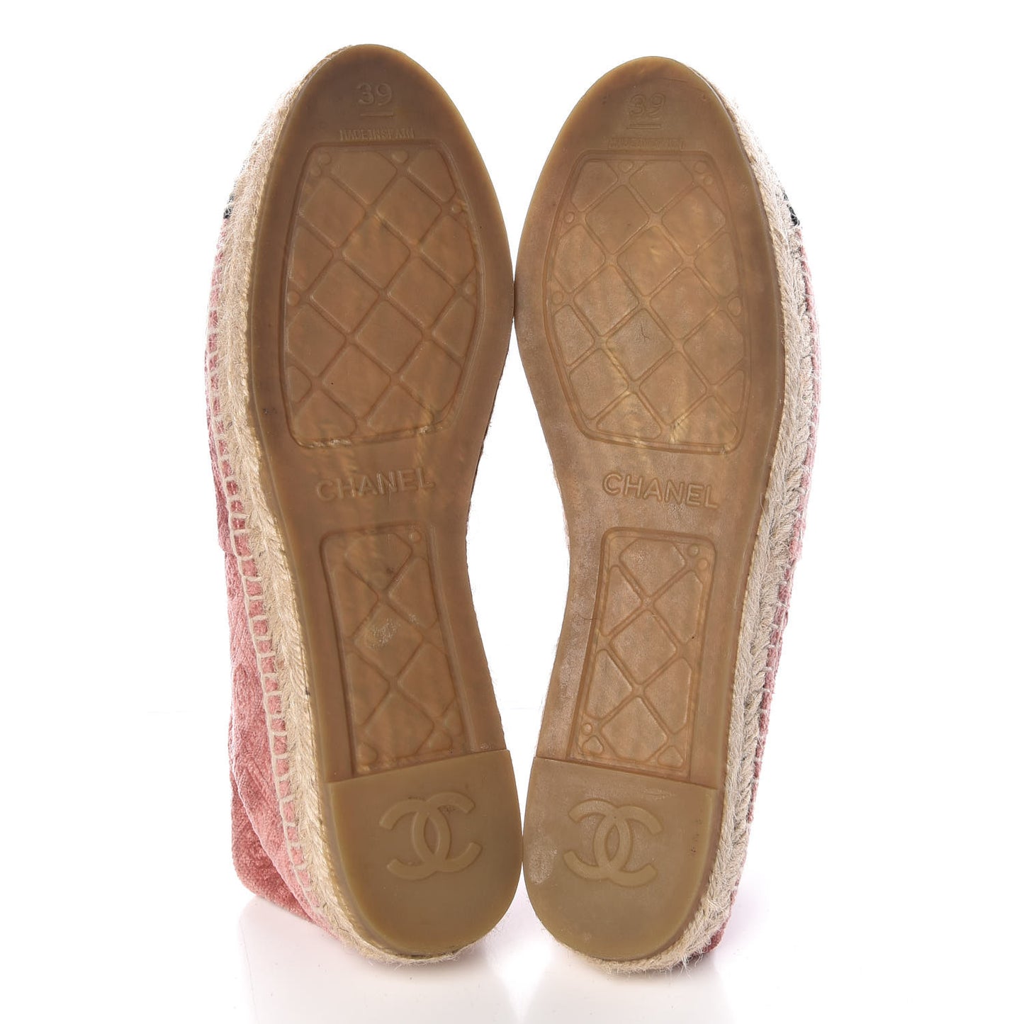 Velvet Grosgrain Quilted Camellia CC Espadrilles 39 Pink Black