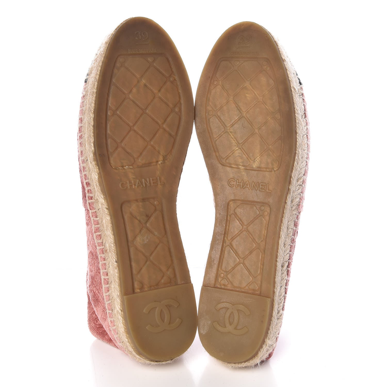 Chanel Velvet Grosgrain Quilted Camellia CC Espadrilles 39 Pink Black 7 of 12